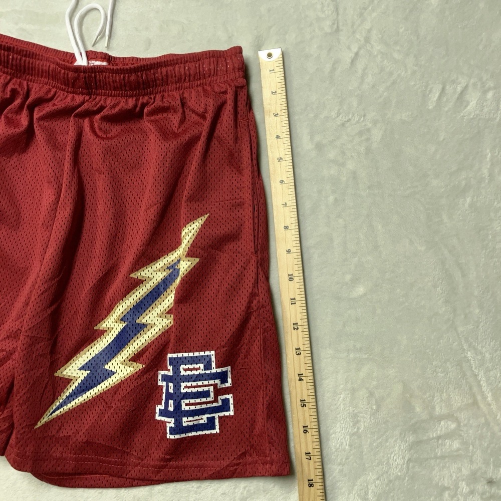 Eric Emanuel EE Basic Short Red Yellow Lightning Strike Bolt Mesh Mens XXL - Picture 5 of 8